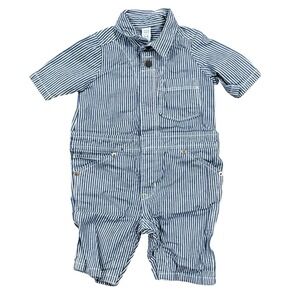 Baby Gap Denim 1 Piece Coverall Romper Size 3-6 months Railroad